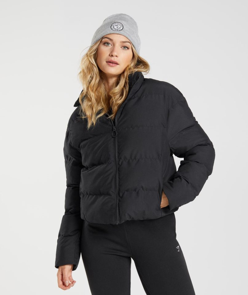 Women\'s Gymshark Puffer Jackets Black | CA A58016